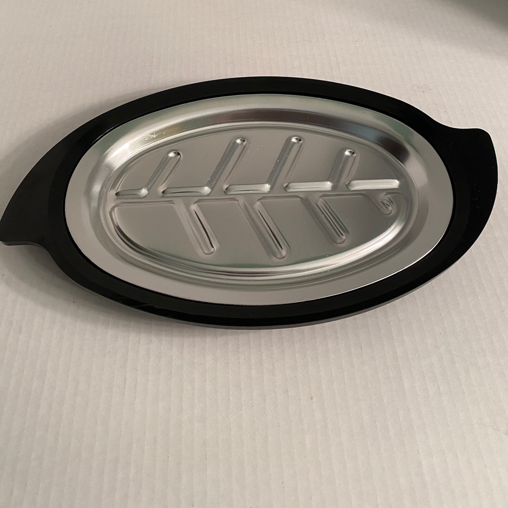 Nordic Ware Fajitas or Steak Plates. Stainless Steel with Holders. Set of 2